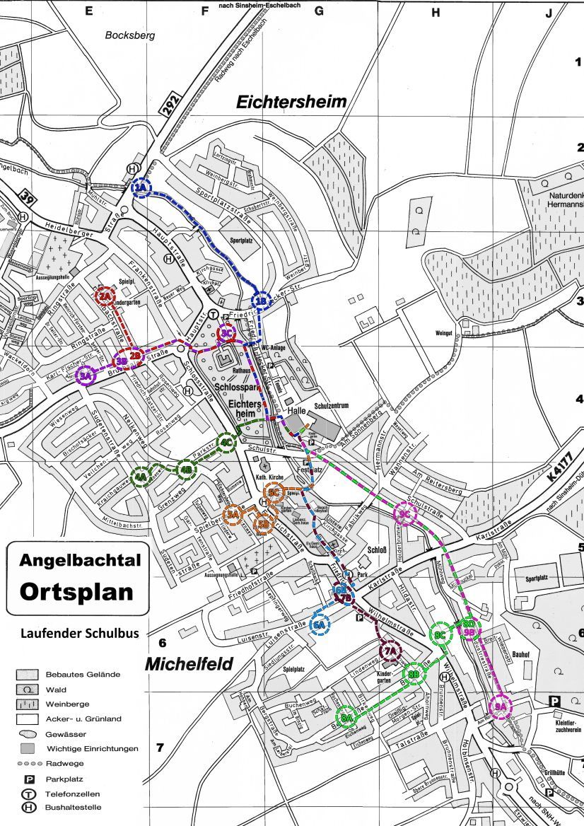 Laufender Schulbus Fahrplan mittel 2020