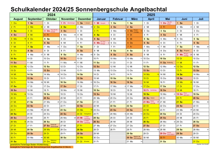 Ferienplan 2024 2025 klein