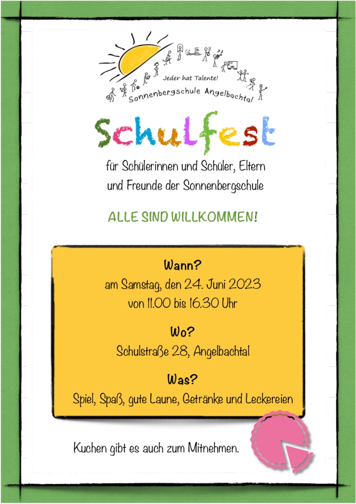 Schulfest Angelbachtal Einladung 2023 klein