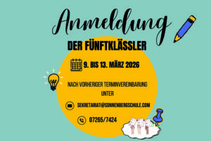 Mehr über den Artikel erfahren Anmeldung Klasse 5