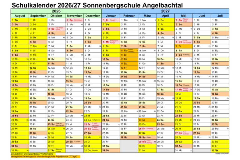 Mehr über den Artikel erfahren Ferienplan